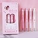 MOZXIRZ 4 Pcs Cute Retractable Pens Pink Heart Soft Grip Gel Pens Black Ink Pens 0.5mm Fine Point Smooth Writing Pens Office School Supplies Women Girls Boys Men (Pink)