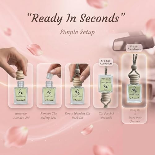 Image of Car Perfume Air Freshener | Long Lasting Fragrance for Car Interior | Premium Luxury Scent for Fresh & Pleasant Drive | Easy to Use Car Freshener for All Vehicles (Floral)