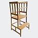 Toboli Torre de aprendizaje de bambú para niños con rieles de seguridad silla para niños 46x46x89cm