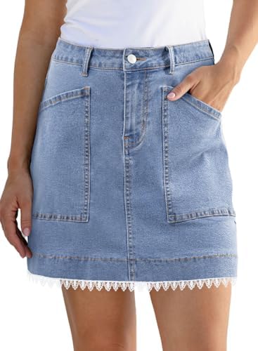 Sidefeel Women's Jean Skirt High Waisted Stretch Casual Summer Zi...