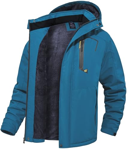 Image of QPNGRP Mens Waterproof Fleece Ski Jacket Windproof Winter Snow Coat