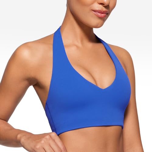 Image of INGIA Halter Longline Sports Bra Padded | Yoga, Workout, Low Back, Crop Top, with Built in Bra, for Women