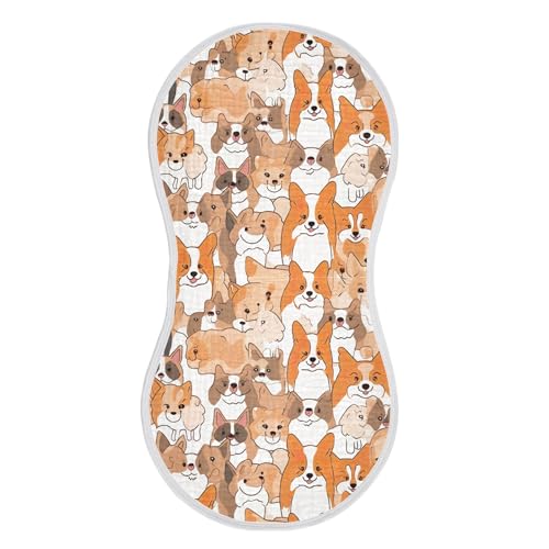 xigua Cute Dogs Baby Burp Cloths for Newborn Boys and Girls 1 Pack, Soft & Absorbent Cotton Baby Burp Cloth, Baby Washcloths, Newborn Towel, Burp Rags