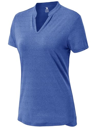 Image of Gopune Women's V Neck Golf Polo Shirts Collarless Short Sleeve Lightweight Quick Dry Tennis Running T-Shirts