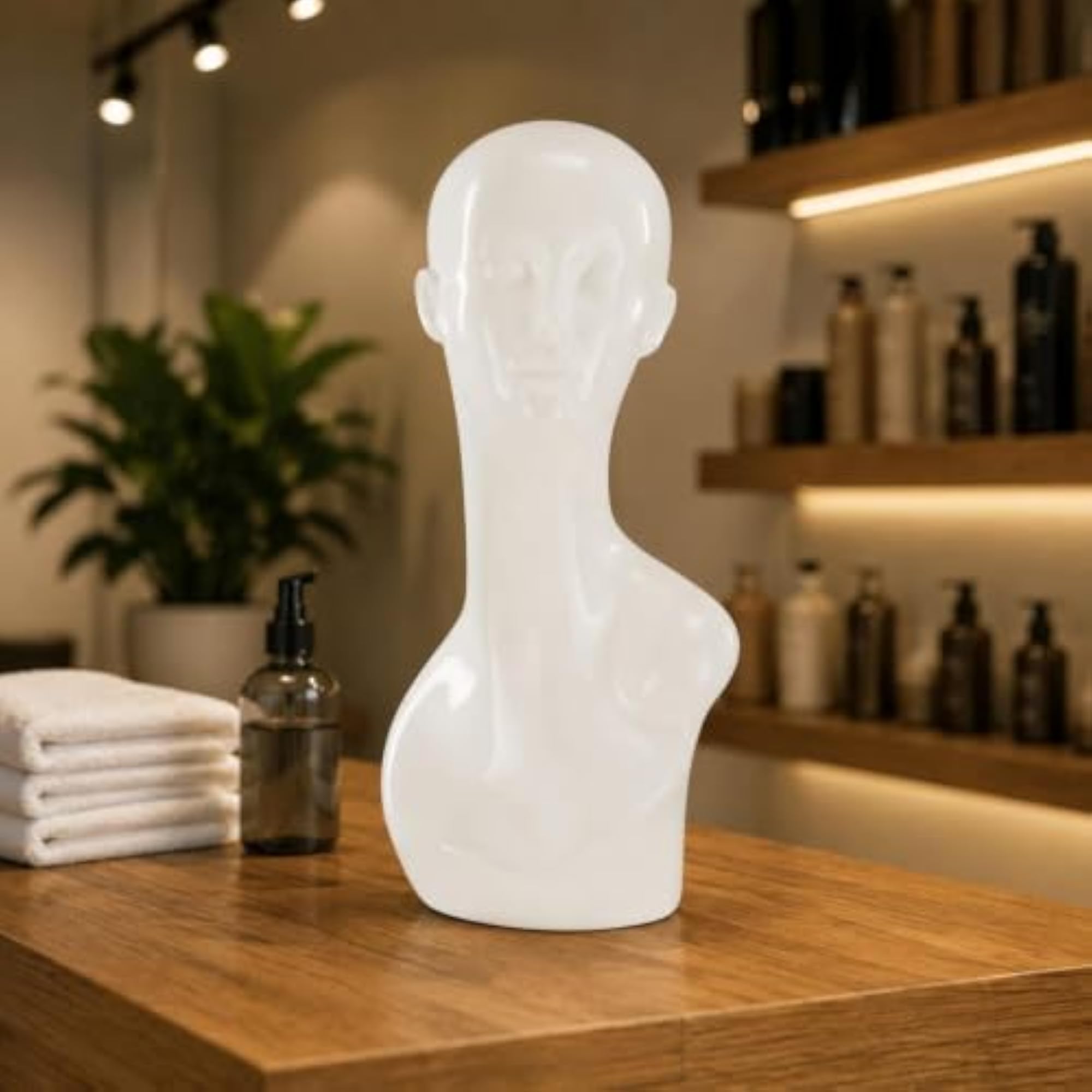 Glossy Finish Shoulder Base Mannequin Head Display