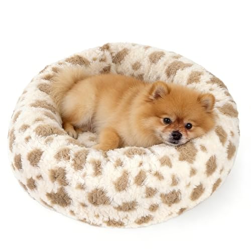 Avont Donut Dog Bed, Round Calming Pet Bed for Small and Medium Puppy Cats, with Removable Cover, Circle-Shaped, Anti-Anxiety, Cozy & Washable -XS (50 CM)