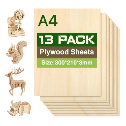 A4 Sperrholzplatte 3mm, 13 Stück Holzbrettchen 300x210mm – Ansicht 1
