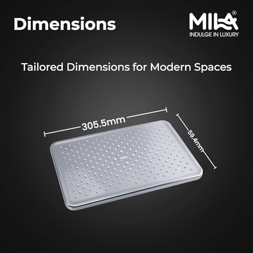 Image of Mila Oceano Rain Shower| Chrome Finish Square Overhead Shower | 305.5 * 59.4mm Ceiling Mounted | ABS Body| Single Function Rainfall Shower for Broad Coverage & Water Efficiency| (Without Arm)
