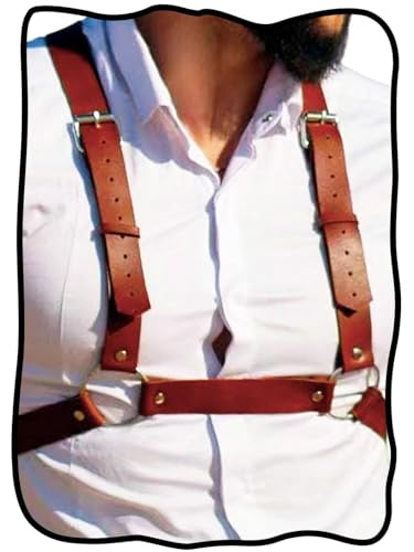 Fstrend Men's Chest Harness Brown Leather Shoulder Belt Strap Fashion Rave Body Accessory