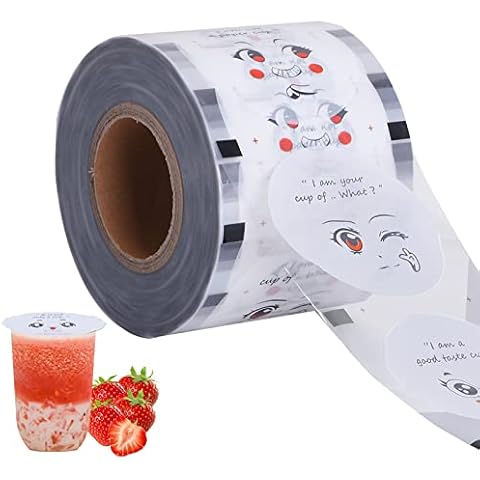 MXBAOHENG Cup Sealing Film Tea Cup Sealer Film Roll 2400pcs for Boba Tea & Bubble Tea & Milk Tea PP Plastic Cups&Paper Cups Φ 95 mm (3.74'') Cover