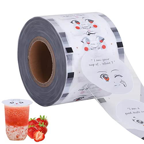 MXBAOHENG Film de scellage de tasse 1 rouleau 2500 pcs Film d'étanchéité de tasse de thé au lait pour sceller la tasse en plastique (diamètre 90-95mm) Cover