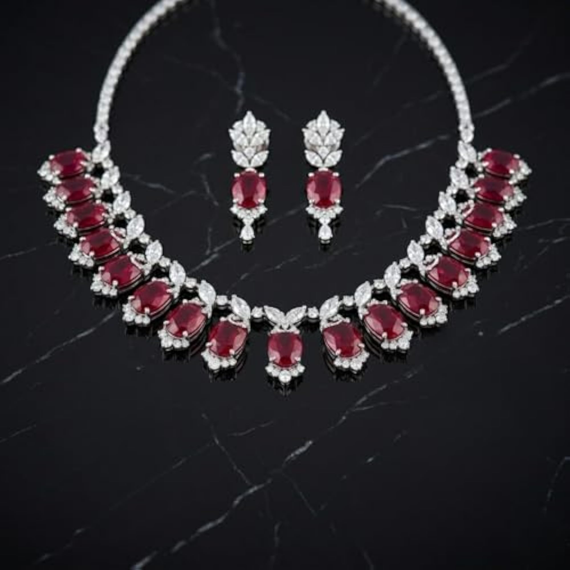 Women's Stone Studded Elegant Designer Chain Necklace