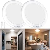 maylit 2 Pack Rechargeable Ceiling Lights, Motion Sensor Lights No Wiring, Wireless Closet Lights Battery Operated, for Bathroom Laundry Room Kitchen Porch Stair Hallway Shower Pantry Garage