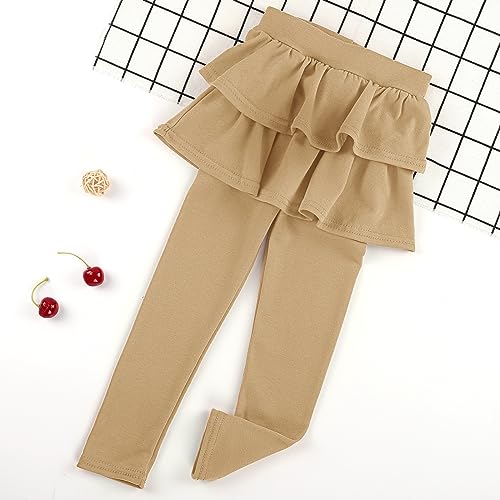 Image of BOOPH Little Girls Leggings with Ruffle Tutu Skirt Kids Uniform Pants | Footless Tights 4-14 Year