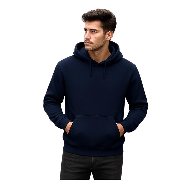 tln Hoodie for Men Navy Blue | Winter Wear Sweatshirt | Regular Fit Fleece Cotton Blend Pullover with Hood & Kangaroo Pocket | Casual, Gym, Travel-picture-28