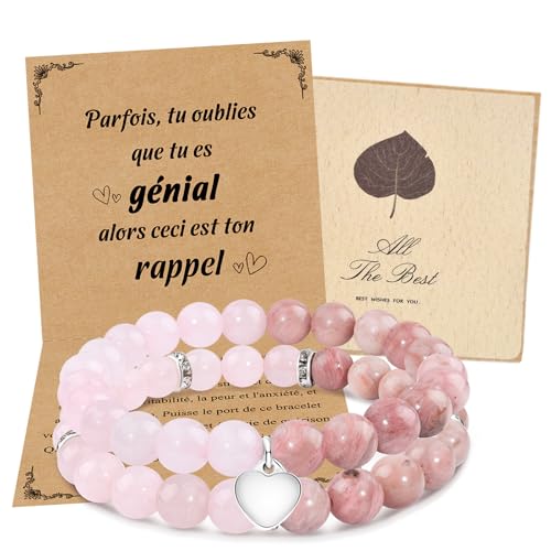 CheersLife 2 Piezas Pulsera de Piedra Natural Mujer Idea Regalo Pulsera Mujer Joyas Cumpleaños Navidad Regalo Mujer Original Mujer Pulsera de Cuentas Regalo para Mamá Hija Hermana Amiga Rosa FR CheersLife 2 Piezas Pulsera de Piedra Natural Mujer Idea Regalo Pulsera Mujer Joyas Cumpleaños Navidad Regalo Mujer Original Mujer Pulsera de Cuentas Regalo para Mamá Hija Hermana Amiga Rosa FR