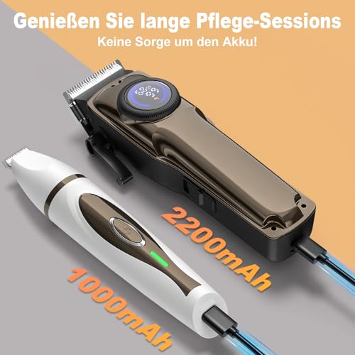 TECHMUR Hundeschermaschine und Pfotentrimmer 3in1 Set,Schermaschine für Haustiere,Profi Tierhaarschneider für Dichtes Fell + Pfotenschneider - Hunde & Katzen