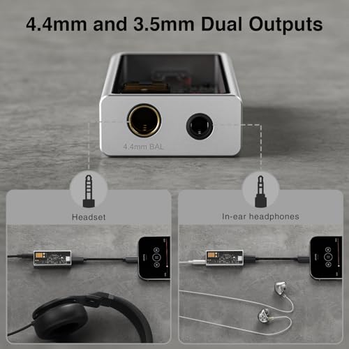 Image of Questyle M15C Headphone Amplifier Portable USB DAC Amps 32Bit /384kHz DSD256 Decoder with 4.4mm and 3.5mm Dual Outputs High Resolution Lossless for Smartphones /PC /Laptops
