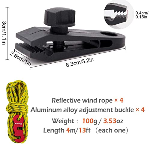 Image of Tarp Clips Heavy Duty Lock Grip, 14 Pcs Tarp Clamps Heavy Duty, Awning Clamp Fasteners Grip, Tent Clip for Tarps, Car Cover, Canvas, Swimming Pool Covers(10 Pcs Clips and 4 pcs Cords)