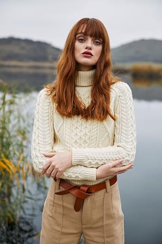 Image of SAOL Women's Wool Sweater Irish Cable Knit Jumper Made in Ireland
