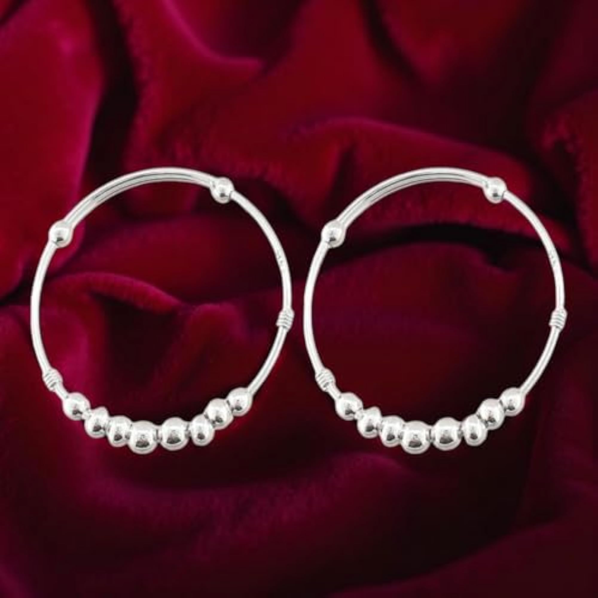 925 Silver Designer Adjustable Moving Ball Style Kada for Baby Girl