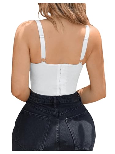 SHENHE Women's Sexy Deep V Underwire Boned Push Up Corset Bustier Top Going Out Crop Tank Tops2