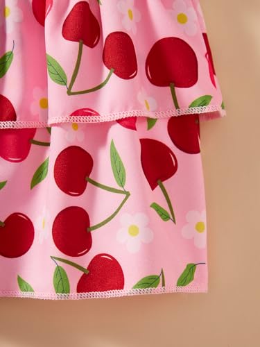 Image of Little Girls Skirt Set - 2 Piece Short Sleeve Top Shirred Tiered Skirt Outfit Girls Spring Summer Clothes 3-8 Years