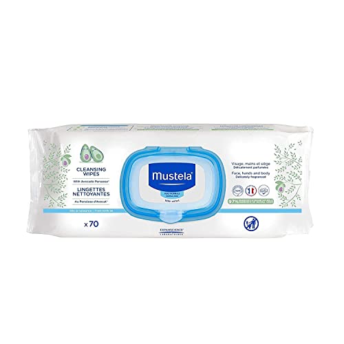 Mustela Toallitas Limpiadoras, Perseosa de Aguacate Natural y Aloe Vera - 70 Unidades