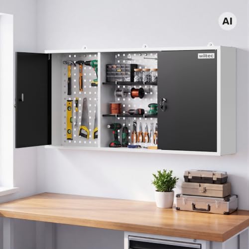 Miniatura 2 de Wiltec Armario Pared Taller Almacenaje Herramientas Garaje Banco Trabajo Organización Orden Profesional