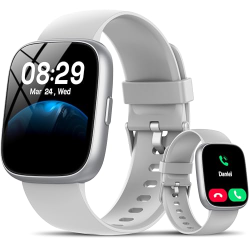 Smart Watch with Alexa Built-in, 1.83' HD Touchscreen Fitness Tracker with Bluetooth Calling, Fitness Watch with Heart Rate/Sleep Monitor/120+ Sports, IP68 Waterproof Smartwatch for Android iOS, Gray