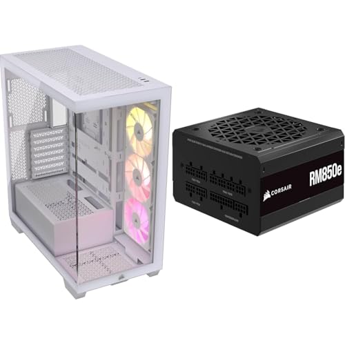 Image of CORSAIR 3500X ARGB Mid-Tower ATX PC Case + CORSAIR RM850e Fully Modular ATX Power Supply -White