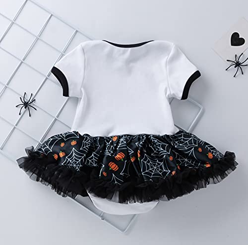 My First Halloween Newborn Baby Girls Short Sleeved Tutu Romper Dress +Headband Infant Cartoon Letter Mesh Dresses4