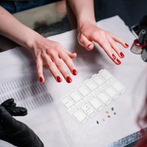 Image of Ipetboom Clear Acrylic 12 Compartments Nail Art Box, Rhinestones Beads Storage Organizer Case for Nail Diamond, Portable Small Jewelry Accessories Container, 5.12X2.95X0.59In
