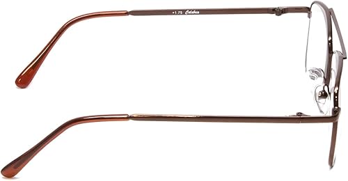 Miniatura 3 de Calabria 8151 Square Pilot - Gafas de lectura de metal + 4.00 marrón para hombres y mujeres, diseño clásico de moda, lentes elegantes