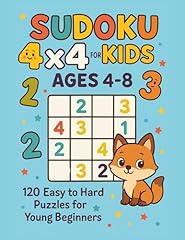 Sudoku 4x4 for Kids Ages 4-8 (Kindle Scribe Only) : 120 Easy to Hard Puzzles for Young Beginners ,Fun & Educational Brain Games for Children (English Edition)