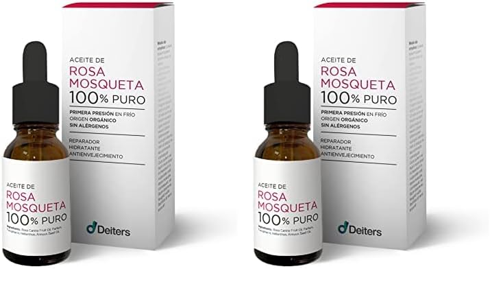 DEITERS - Aceite Rosa Mosqueta Puro 100% 15 ml, Rosa Mosqueta para Cicatrices, Reductor de Cicatrices, Quita Manchas, Reparador, Hidratante y Antievenjecimiento, Frasco Cuentagotas (Paquete de 2)