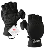 Tough Outdoors Ice Fishing Gloves - 3M Thinsulate Cold Weather Convertible Mittens w/Finger Flaps - Waterproof Fly Fishing Gloves for Men & Women - Photography Gloves X-Large - Black
