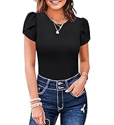 MIHOLL Women's Short Sleeve Shirt Round Neck Summer Casual Blouses Tops