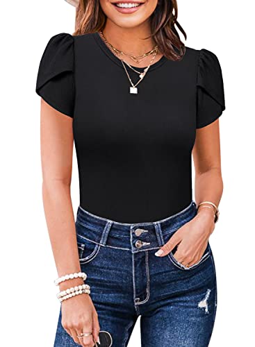 MIHOLL Women's Short Sleeve T Shirt Crew Neck 2025 Summer Casual Tee Blouses Tops