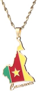 Cameroon Map Flag Pendant Necklaces Men Women Cameroun Country Maps Cameroonians