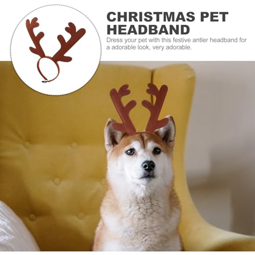 Diadema de Navidad para mascotas con astas POPETPOP miniatura 6