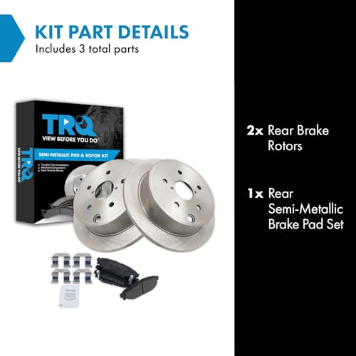 Image of TRQ Rear Brake Pad and Rotor Set Semi Metallic Rotors