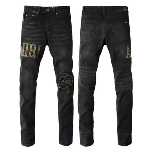 Men's Hole Straight Leg Stretch Jeans Loose Sport Comfortable Jeans2