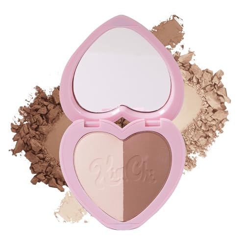 Image of KimChiChic Beauty Thailor Contour Duo, 2-in-1 Sculpting Palette, Blendable Matte Powders, Heart-Shaped Compact with Mirror, Cruelty-Free, Tawny