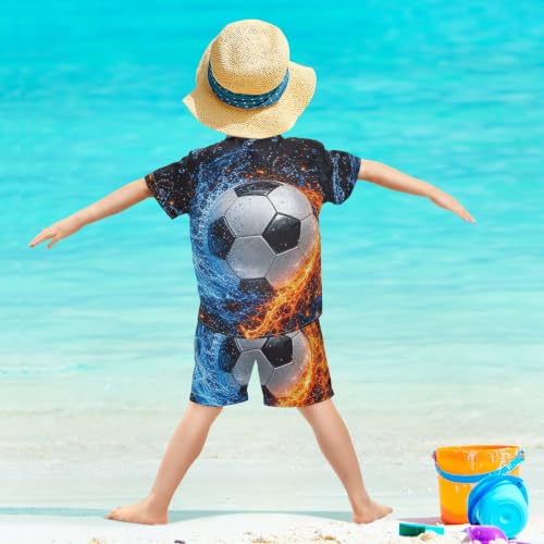 Image of 3T Toddler Boy Shorts Set Teal Hawaiian Button Down Shirts Summer Outfits for Little Boy