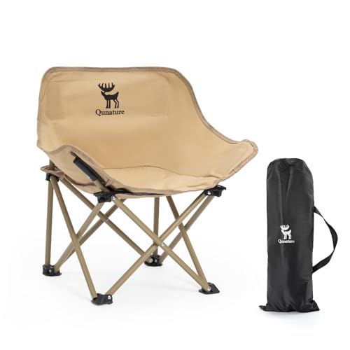 Qunature Sedia da Campeggio Pieghevole per Bambini, Max Portata 60 kg, Sedia Portatile e Leggero con Borsa da Trasporto, Sedie per Esterni Pesca Spiaggia Giardino Picnic, Kaki