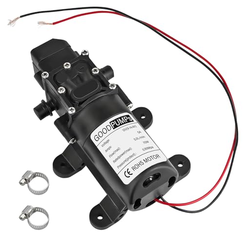 Image of 12V 70W Water Pump, Dc 12v Diaphragm Pump, Dc 12v Diaphragm Water Pump, with 2 Adjustable Hose Clamps for Water Tap,Motorhome,Caravan
