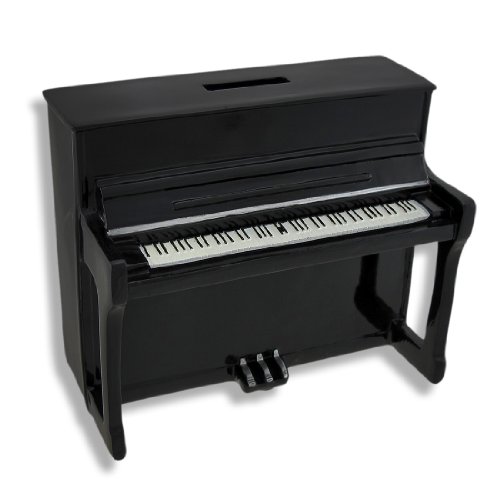 Zeckos Black Upright Piano Coin Bank