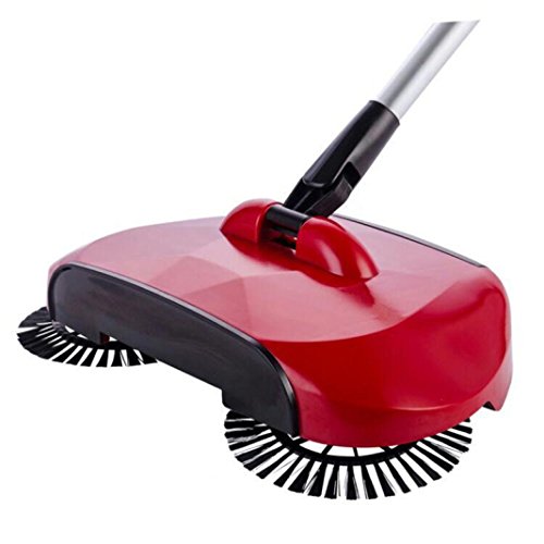 Vovotrade Floor Dust Cleaner 360 Rotary Home Use Magic Manual Telescopic Cleaning Tool Silent Mop (Red)