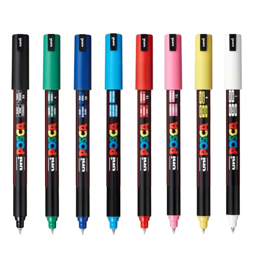 Image of POSCA PC-1MR Marker | 0.7mm Extra Fine Tip (Multicolor, Pack of 8)